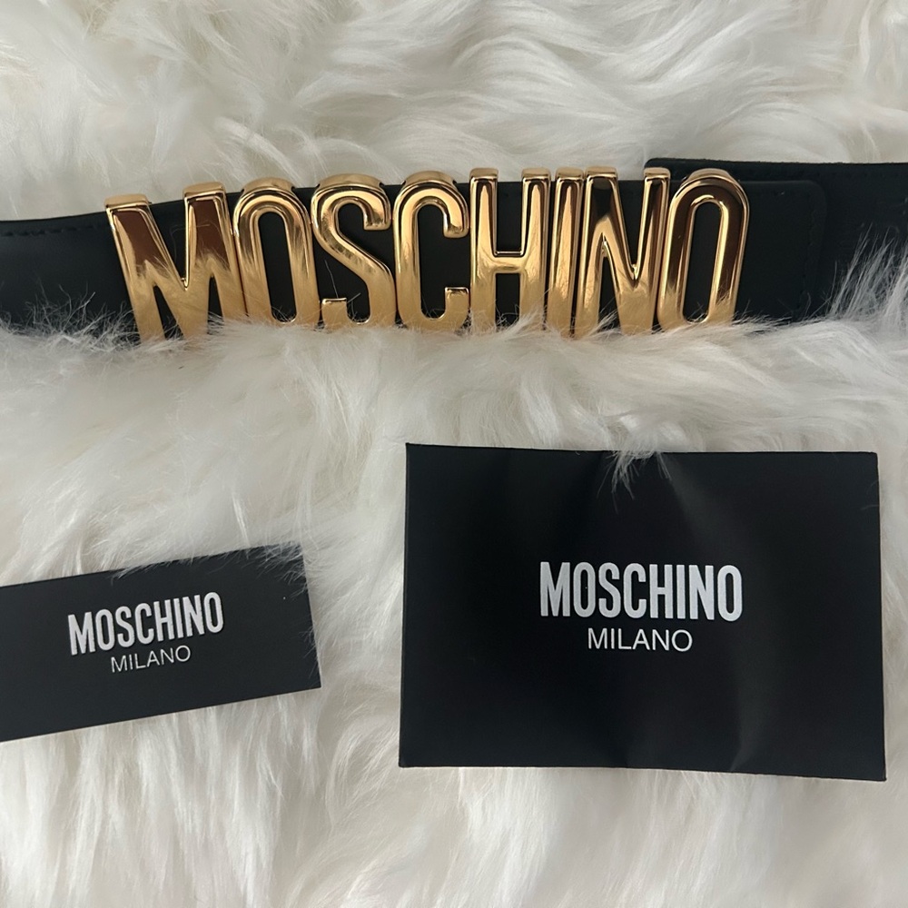 Moschino Gold Logo Black Belt